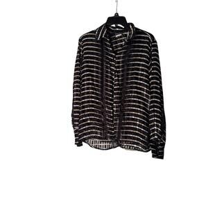 Southern Lady Black/White Sheere Long Sleeve Shirt Women's Size‎ Large
